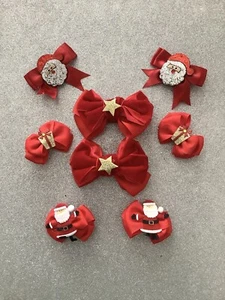 Mixed Lot Of Girls Red Xmas Hair Bows Handmade New 2 - Picture 1 of 6