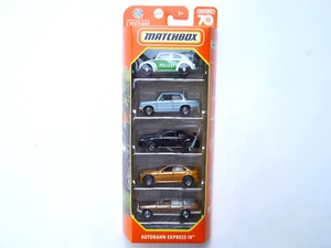 VW Käfer Polizei BMW 02 TT RS MB W S 123, Matchbox Autobahn Express IV HKY25 Ovp - Bild 1 von 2