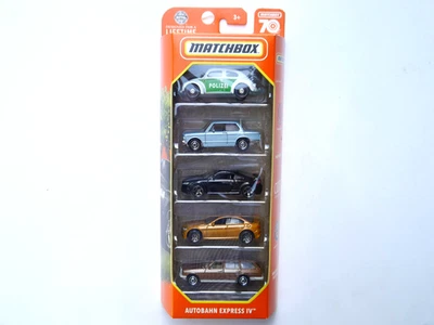 VW Käfer Polizei BMW 02 TT RS MB W S 123, Matchbox Autobahn Express IV HKY25 Ovp - Bild 1 von 2