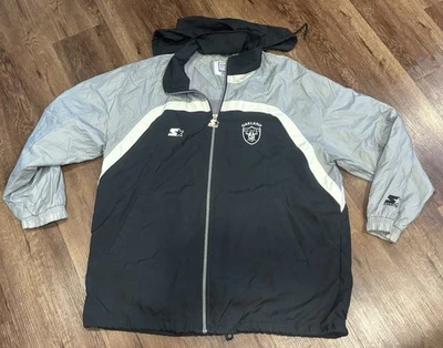 Jaqueta corta-vento masculina vintage Oakland Vegas Raiders XL NFL STARTER - Imagem 1 de 4