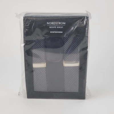 Suspensórios masculinos Nordstrom Shop preto prata clipe no botão novo na caixa tamanho único - Imagem 1 de 2