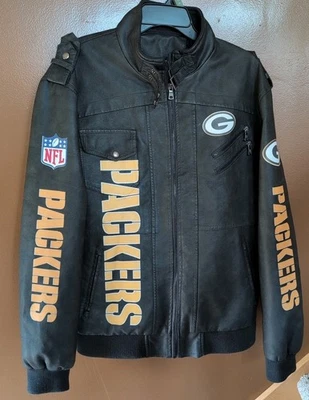 Chaqueta de cuero suave negra única Green Bay Pack Go con cremallera XL BONITA Foto 1 de 4