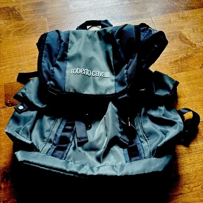 MOCHILA DE VIAJE ROBERTO CAVALLI Unisex Verde Ejército NYLON NUEVA AUTÉNTICA Foto 1 de 4