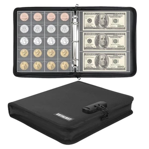 Coin Collection Book Supplies with Lock, Fireproof Money Collecting Album for... - Picture 1 of 7
