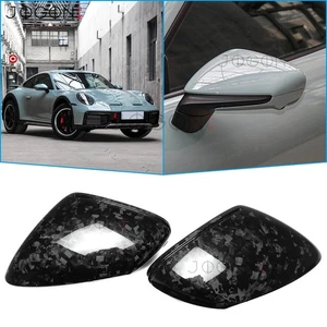 Forged Carbon For Porsche 911 992 Carrera Turbo GT3 RS 2020+ Rearview Mirror Cap - Picture 1 of 15