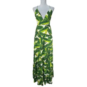 Alice + Olivia Karolina Palm Print Halter Maxi Dress - Women's Size 12 - Picture 1 of 8