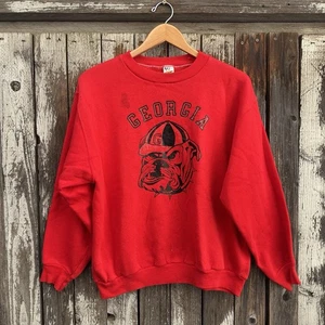 Vintage 70s University of Georgia Uga Bulldogs Sweatshirt Russell Gold Tag - Picture 1 of 6