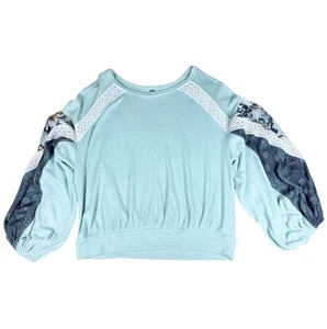 Free People Casual Clash Top Gr. Large Ballonärmel Thermo Strick mintgrün - Bild 1 von 14