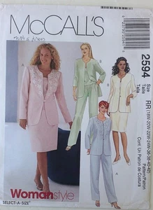 McCalls 2594 Womens Plus Lined Jacket Top Pants Skirt Sewing Pattern Sz 18W-24W - Picture 1 of 1