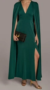 Donna Karan New York Women's Green V-Neck Cape Gown Dress Size 10 - Picture 1 of 3