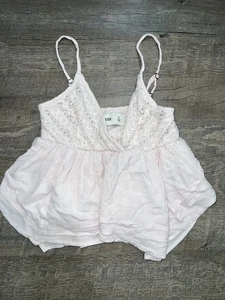 Hollister Pink Lace Peplum Tank Top Women’s Size XS - Picture 1 of 3