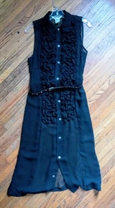 COMME des GARCONS COMME des GARCONS BLACK RUFFLE PANAL  DRESS SHIRT SHEER SMALL - Picture 1 of 24