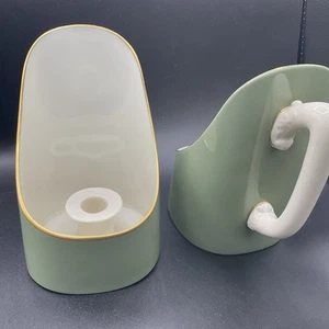 COPPIA PORTACANDELE VINTAGE ART DECO LENOX VERDE #300-X-412-X-30-2 (BB) - Foto 1 di 5