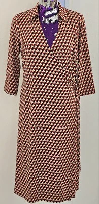 Nuevo con etiquetas Vestido Emma & Michele Envolvente Para Mujer Talla Mediana Manga 3/4 Corbata Cinturón Multicolor Foto 1 de 4