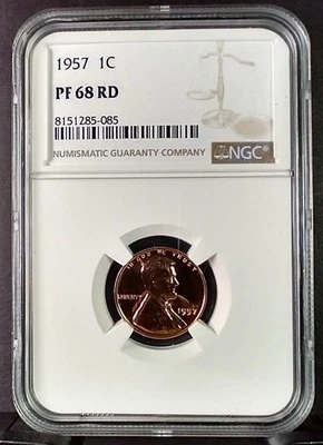 1957 Proof Lincoln Cent, NGC PR-68RD (A344) - Image 1 of 2