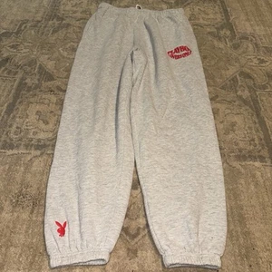 Pacsun by Playboy Fleece Damen Jogginghose Jogger grau Lippen Gr. Medium - Bild 1 von 4