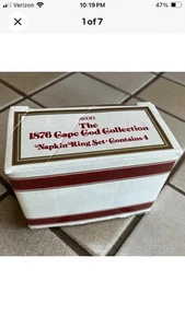 Vintage Avon 1876 Cape Cod Collection NAPKIN RINGS Ruby Red Set of 4 with Box - Picture 1 of 6
