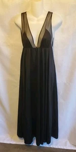 Maxi Vestido Sin Mangas Negro Semi Transparente Vintage Raro Años 70 Talla Pequeña Sexy Hada Caprichoso Gótico - Imagen 1 de 9