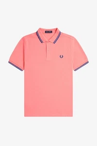 Fred Perry Men's Cotton Short Sleeve Twin Tipped Polo Shirt M3600 V28 Coral L - Picture 1 of 4
