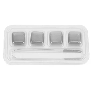 4 Pcs Stainless Steel Ice Cube Set Metal Cubes Skull Bar Home Tool - Picture 1 of 8
