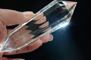 Varita de cuarzo rara 99 % transparente de 13 lados con punto de pánico de pájaro de cristal de 5,10 pulgadas - Imagen 1 de 6
