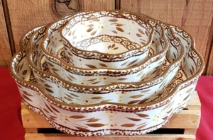 Temptations Old World Brown  6,8,10 & 12" Sentiment By Tara - 4 Piece Baking Set - Picture 1 of 7