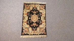 Handgeknüpfter perser Täbriz mit Seidenanteil 87cm x60cm old rug tappeto - Bild 1 von 6