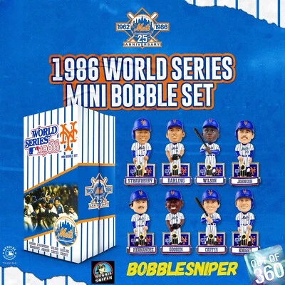 New York Mets 1986 "Campeones de la Serie Mundial" Mini MLB Bobblehead Juego en Caja Foto 1 de 4