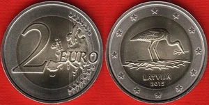 Latvia 2 euro 2015 "Stork" BiMetallic UNC - Picture 1 of 1