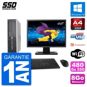 PC HP 6305 Pro SFF Ecran 22" AMD A4-5300B RAM 8Go SSD 480Go Windows 10 Wifi - Foto 1 di 8