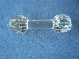 Antique AMB Cut Glass 8 sided BARBELL KNIFE REST sawtooth Star cut crystal - Picture 1 of 5
