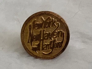 Goldtone Uniform Button 5/8” Round Shank New York Haven Hartford Railroad Trains - Picture 1 of 4
