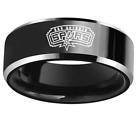 San Antonio Spurs Black Stainless Steel Engraved Ring Sizes 6 7 8 9 10 11 12 13