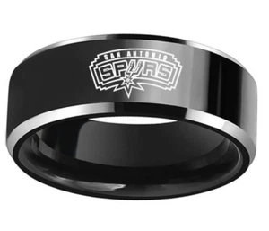 San Antonio Spurs Black Stainless Steel Engraved Ring Sizes 6 7 8 9 10 11 12 13 - Picture 1 of 1