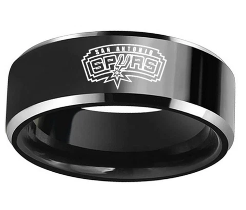 San Antonio Spurs Black Stainless Steel Engraved Ring Sizes 6 7 8 9 10 11 12 13 Cover