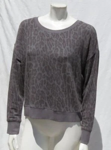 $ 88 NEU SPLENDID weiches Sweatshirt Damen US Größe L grau Gepard Tiermotiv Oberteil - Bild 1 von 5