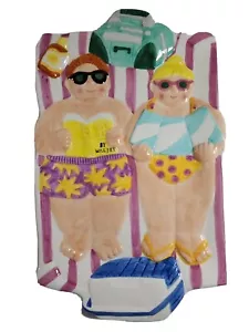 Chubbies 1996 Lotus Ceramic Platter Beach Couple Sunbathing Hot Day by Will Fry - Picture 1 of 7