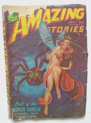 Amazing Stories July 1946 Vintage Science Fiction Ray Bradbury Witch Queen - Image 1 of 2