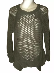 Tobi 100% Cotton Open Knit Longsleeve Sweater Olive green  Small - Picture 1 of 4