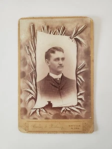 Antique Post Mortem Cabinet Card Photo Dead Man Currier & Parkinson Mayville ND - Picture 1 of 2