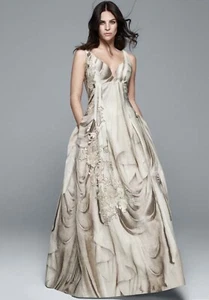 H&M concious collective silk & linen embroidered gown size EU34/UK 8 - Picture 1 of 10