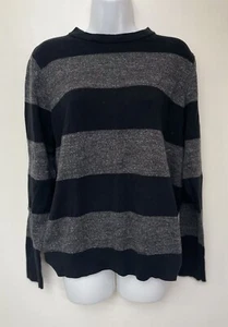 Nautica Herren Pullover gestreift Rundhals schwarz/grau 100% Baumwolle Pulli S B14 - Bild 1 von 6