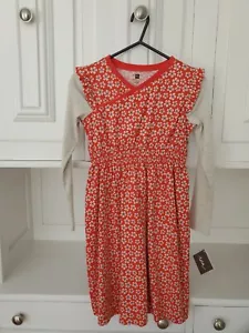 NWT Tea Collection Long Sleeve Wrap Cotton Dress, Red, Ruffle Shoulder, Size 8 - Picture 1 of 11