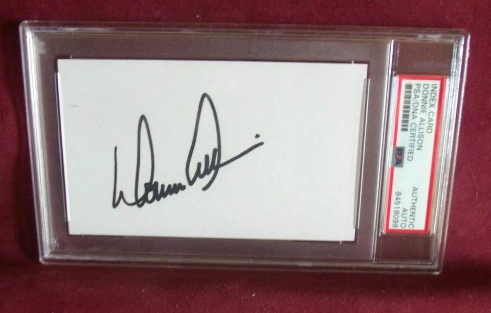 DONNIE ALLISON RACING HAND SIGNED INDEX CARD AUTO SLABBED PSA/DNA - Image 1 of 1