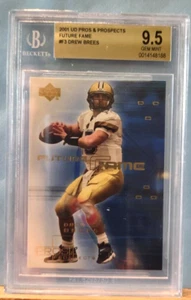 2001 UPPER DECK PROS & PROSPECTS FUTURE FAME DREW BREES RC BGS GEMMA NUOVO DI ZECCA 9.5 #F3 - Foto 1 di 2