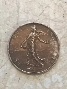 1962 France La Semeuse 5 Franc Silver Coin  NATURALLY TONED GOLD RED BLUE - Picture 1 of 2