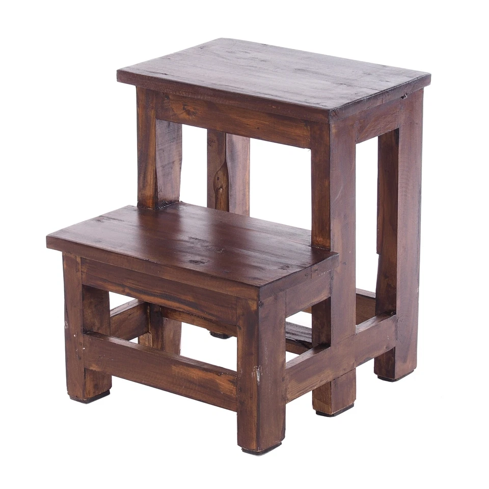 TRITTLEITER "STEP" | 46x37x37cm (HxBxT), Recyclingholz | Tritthocker Holz  - Bild 1 von 1