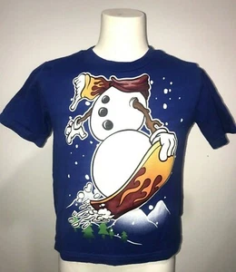 Snowman T-Shirt XS 4/5 Boys Girls Holiday Blue Christmas Short Sleeve - Picture 1 of 3