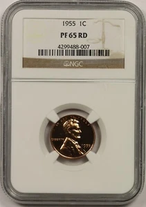 1955 1C NGC PF 65 RD Lincoln Wheat Penny - Picture 1 of 4