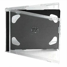 10 Standard 10.4mm Double Clear CD DVD Jewel Cases Black Tray Hold 2 Discs